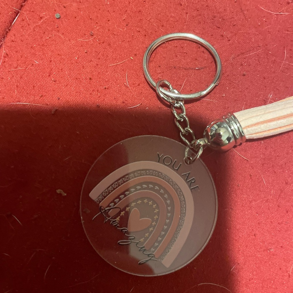 ❤️2/$25 Inspirational Keychain with Tassel - Pink and Silver